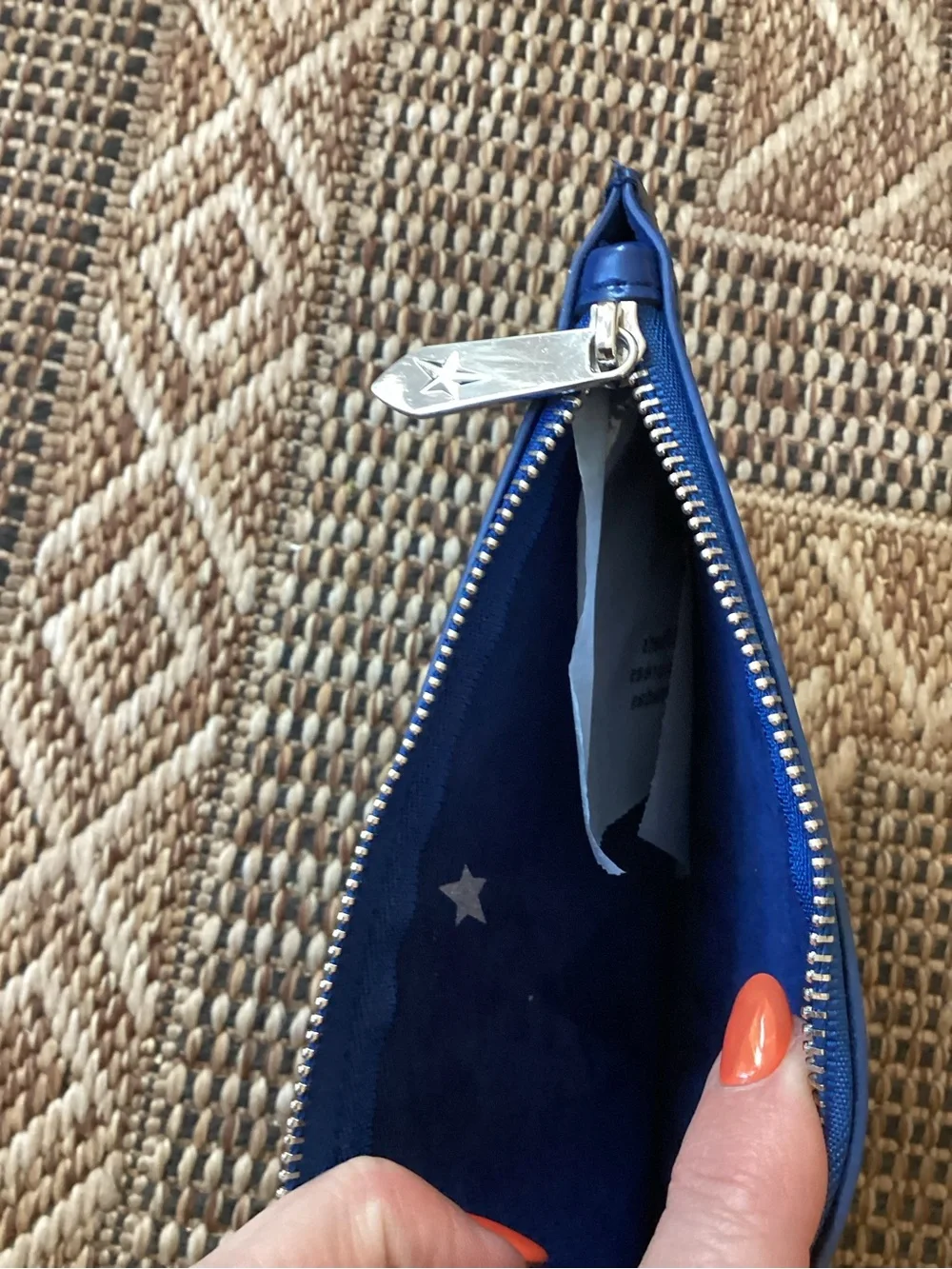 MUGLER Cosmetic Bag Zippered Pouch Blue NWOT